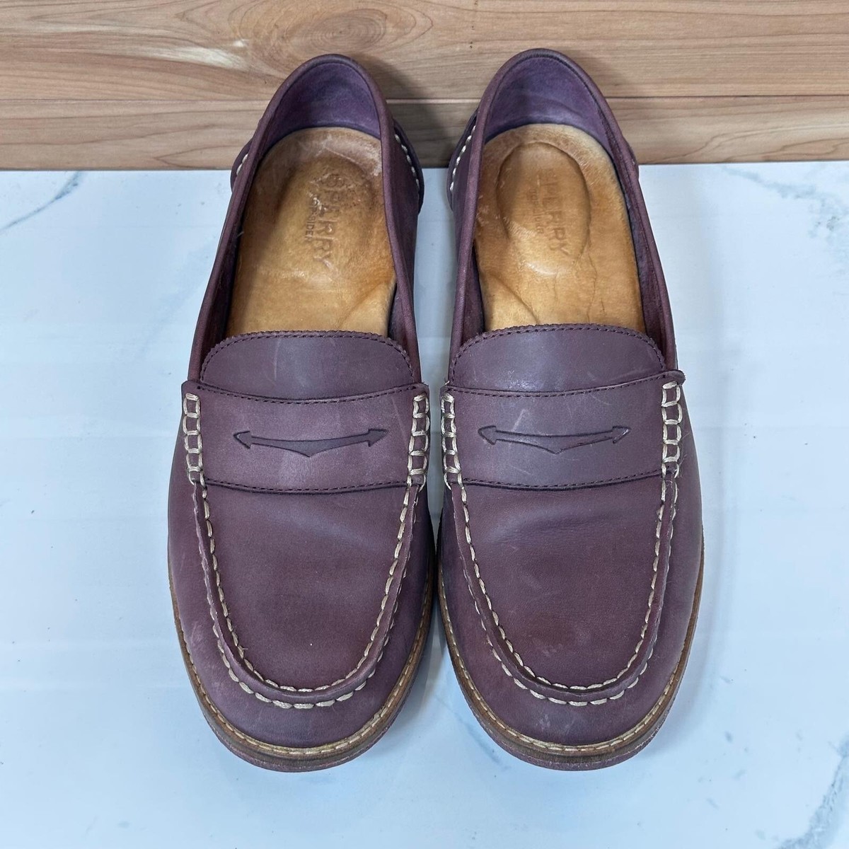 Sperry Leather Loafers Casual Comfort Dress Shoes Burgundy 