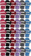 36 Pack Yacht  Smith Kids Fuzzy Mittens Assorted, 36 PACK 