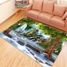 3D Waterfall Tree 028 Non Slip Rug Mat Quality Elegant Photo Carpet US Cobb