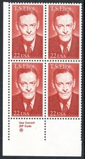 US Stamp Scott #2239, 22c, T.S. Eliot, Zip Block of 4, MNH
