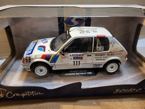 Modèle Réduit Peugeot 205 GTI Lombard RAC Rally 1988 - Échelle 1/18 Solido - Neuf Boîte