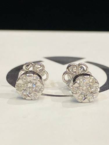 0,59 Cts Runde Brilliant Cut Natürlich Diamanten Ohrstecker In 585 Fein 14K Gold - Bild 3 von 12