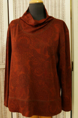 STEFANO PALESA Vintage Wasserfallausschnitt Pullover M-L Paisley rost orange dünner Strick