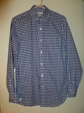 J. Crew Thomas Mason Blue White Gingham Plaid Check Dress Shirt, Size S