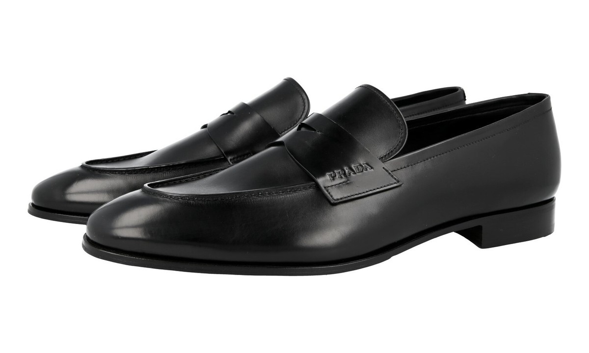 AUTH PRADA PENNY LOAFER BUSINESS SHOES 2DB185 BLACK LEATHER NEW US