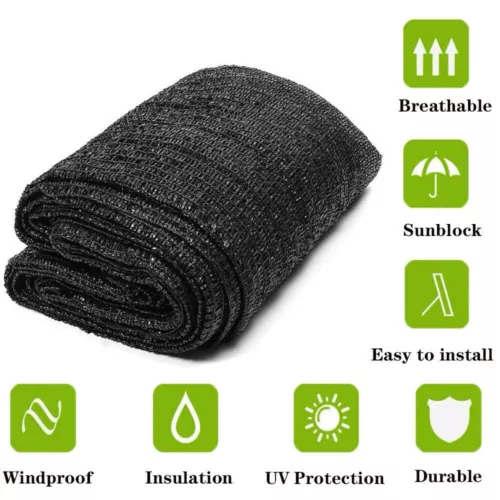 50% UV Resist Shade Cloth Fabric Cut Edge With 12 pieces Clips 6Ft 12Ft Black - Picture 5 of 5