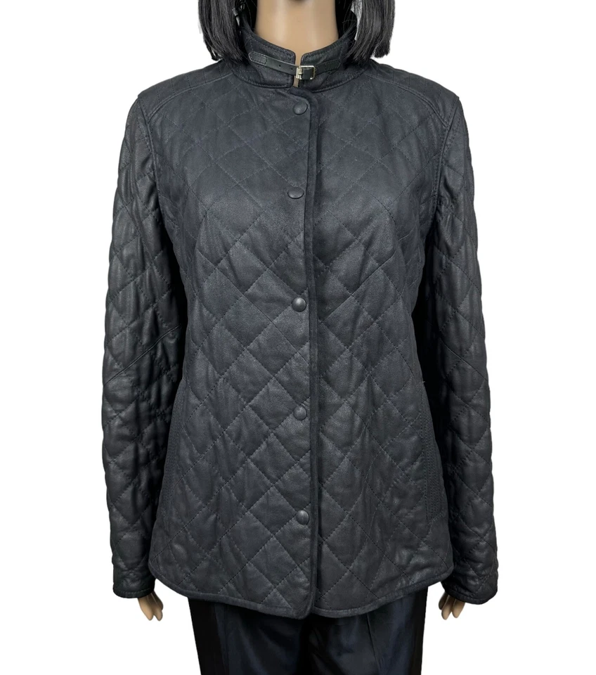 Werner Christ Genuine Leather Quilted Jacket Women size 42 - Image 3 of 4