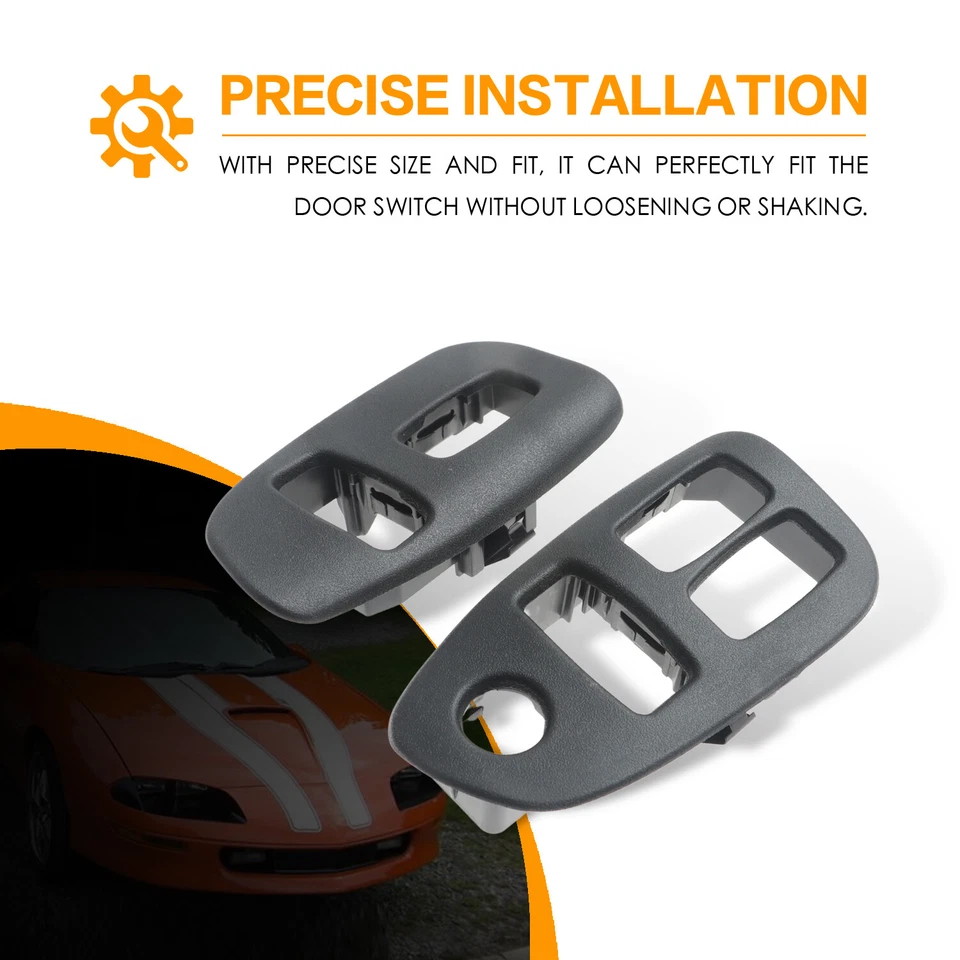 Black Power Lock Switch Trim Bezel Pair for 1993 1994 1995 1996 Chevrolet Camaro - Image 3 of 4