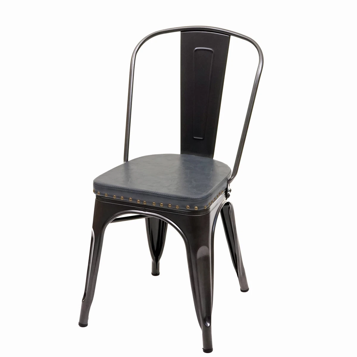 4er-Set Küchenstuhl HWC-H10e, Stuhl, Chesterfield Industrial, schwarz-grau