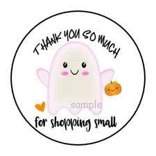 30 HALLOWEEN SMALL BUSINESS THANK YOU STICKERS ENVELOPE SEALS LABELS 1.5" ROUND