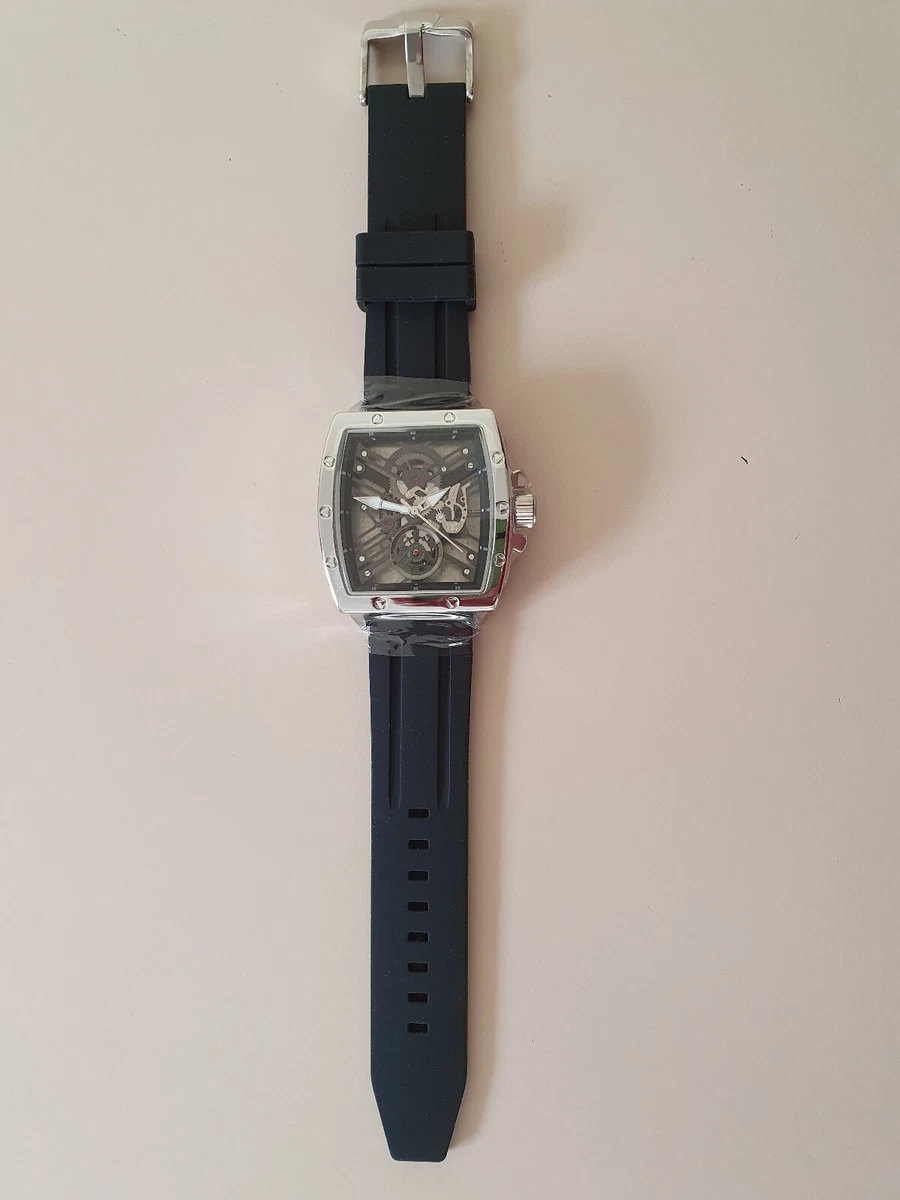 MEGIR Orologio Da Polso Quadrato Uomo - Quarz Analogico Con Cronografo, Cinturino In Pelle, Nero - 8106G - Impermeabile 3 ATM, Luminoso Al Buio
