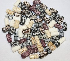 0.5"-72 Pc/Pack - Hand Crafted  Carved Bone Pipe Beads - 4 to 6 Colors / Pack