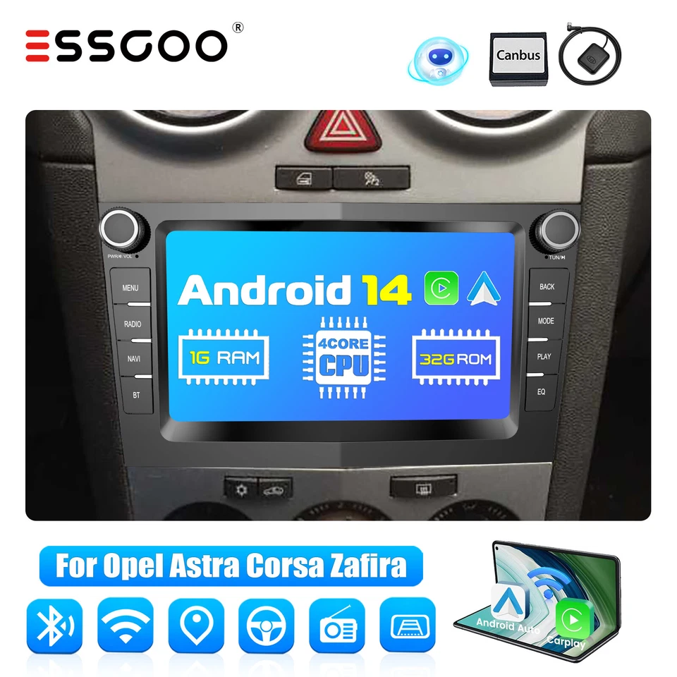 Für Opel Zafira B Vivaro Corsa C/D Astra G H Android 14 Carplay Autoradio GPS BT