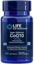 SUPER UBIQUINOL CoQ10 HEART LIVER CELL HEALTH 100mg 60 softgel LIFE EXTENSION