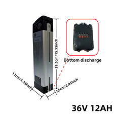 36V 12Ah EBIKE Battery Lithium Li-ion Bottom Discharge Electric Bicycle 