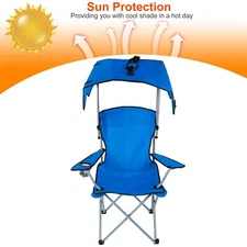 Heavy Duty Beach Camping Chair w/ Canopy Cover forOutdoor Folding Picnic Chair