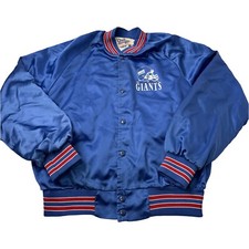 New York Giants Jacket Men Large Blue NFL Football Vintage 90s Chalk Line Satin