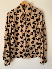 Vintage 70s Chicken Rooster Patterned Dagger Collar Shirt RARE Button Up