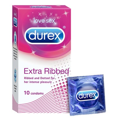 Durex Extra Ribbed Condoms for Men - 10 Count