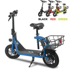 FOLDABLE ELECTRIC SCOOTER ADULT LONG RANGE E-SCOOTER WITH SEAT CARRY BASKET