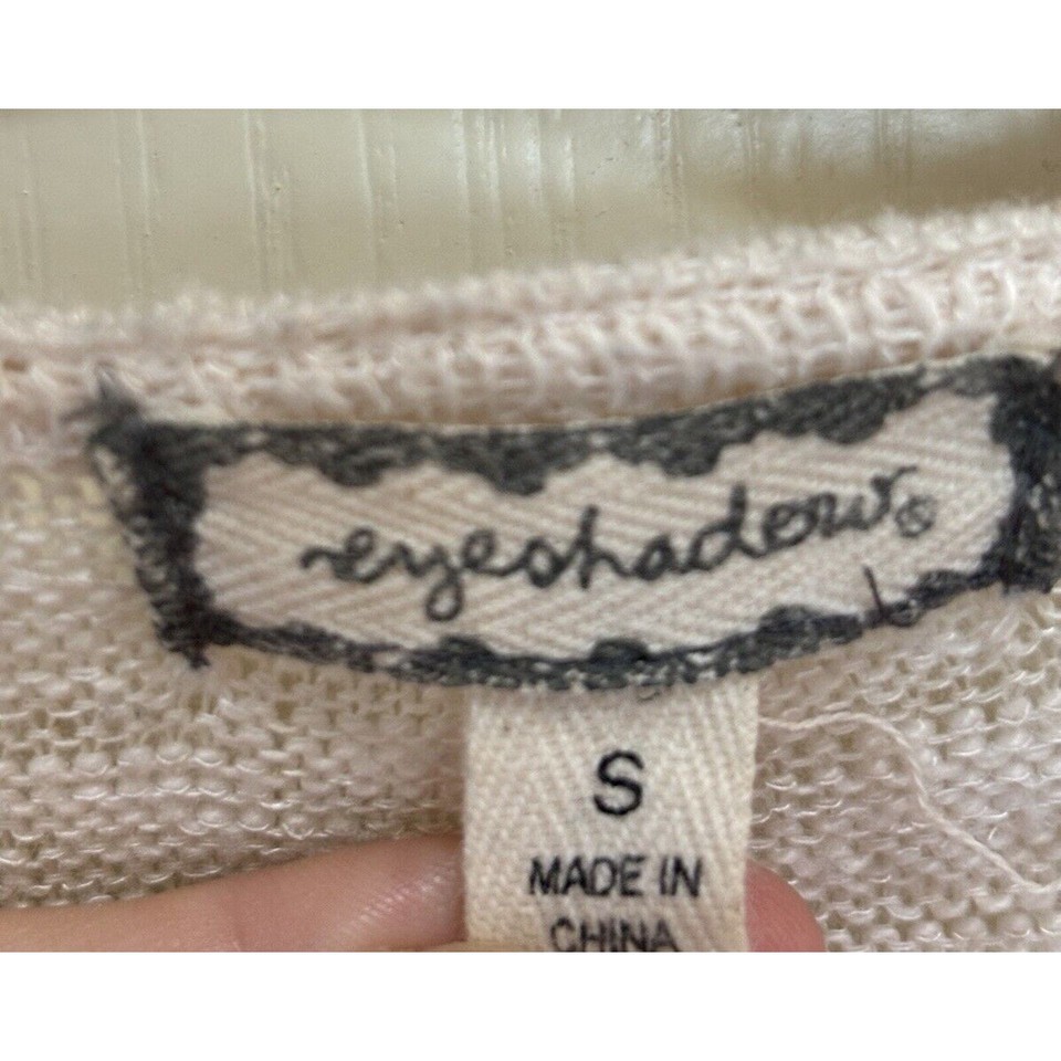 EYESHADOW Open Knit Sleeve Embroidery Floral Cardigan Women’s