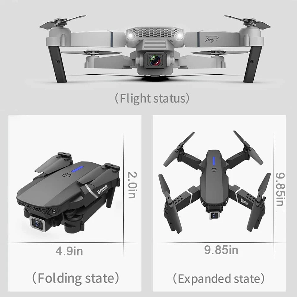 Dual CAM WiFi FPV RC Drone with 4K HD Camera, 4* 15 Mins Flight Time Foldable - Image 4 of 4