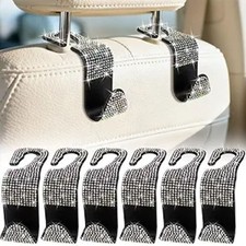 6 Pack Bling Car Seat Headrest Hooks, Rhinestone Purse Hook -Bling Colorful