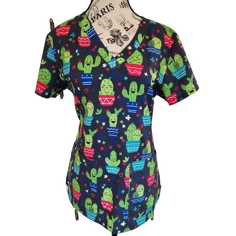 MED COUTURE Prints cactus scrub- size M