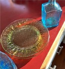 ‼️ Vintage Crackle Glass Set | 5 Plates + Blue Decanter | Mid Century Coastal — photo 7