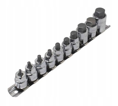 Flachprofil-stecknüsse Hex 3/8''-1/2'' Zoll 10tlg. Cr-v