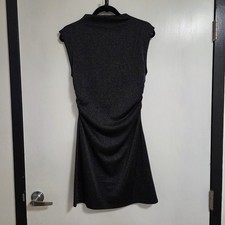 Reformation Womens Shimmer Ruched Mini Dress Black Metallic Mock Neck Party M