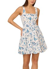 Adrianna Papell Sleeveless Square Neck Balloon Skirt Printed Dress Women's