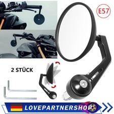 2X Motorrad Lenkerendenspiegel Spiegel 22mm Rund Universal E-geprüft 360°