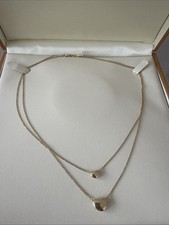 14k Gold double heart  necklace Jewellery Hallmarked Pure Gold 