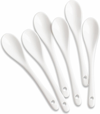 6PCS Porcelain White Coffee Spoons Espresso Tea Sauce and Desserts Ceramic Spoon
