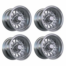 Set of 4 Golf Cart GTW Medusa 10 inch Machined and Silver Wheels With 3:4 Offset