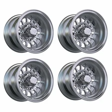 Set of 4 Golf Cart GTW Medusa 10 inch Machined and Silver Wheels With 3:4 Offset