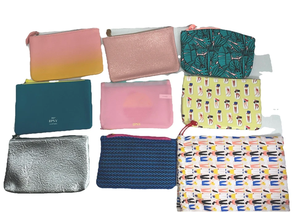 Ipsy Bags Lot of 8 Cosmetic Makeup Bags Beauty Pouches Zippered/ 1 Drawstring - Image 2 of 4
