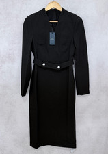 Hobbs London Midi Dress Black Hatton Tailored Belted Long Sleeve UK 8 RRP £229