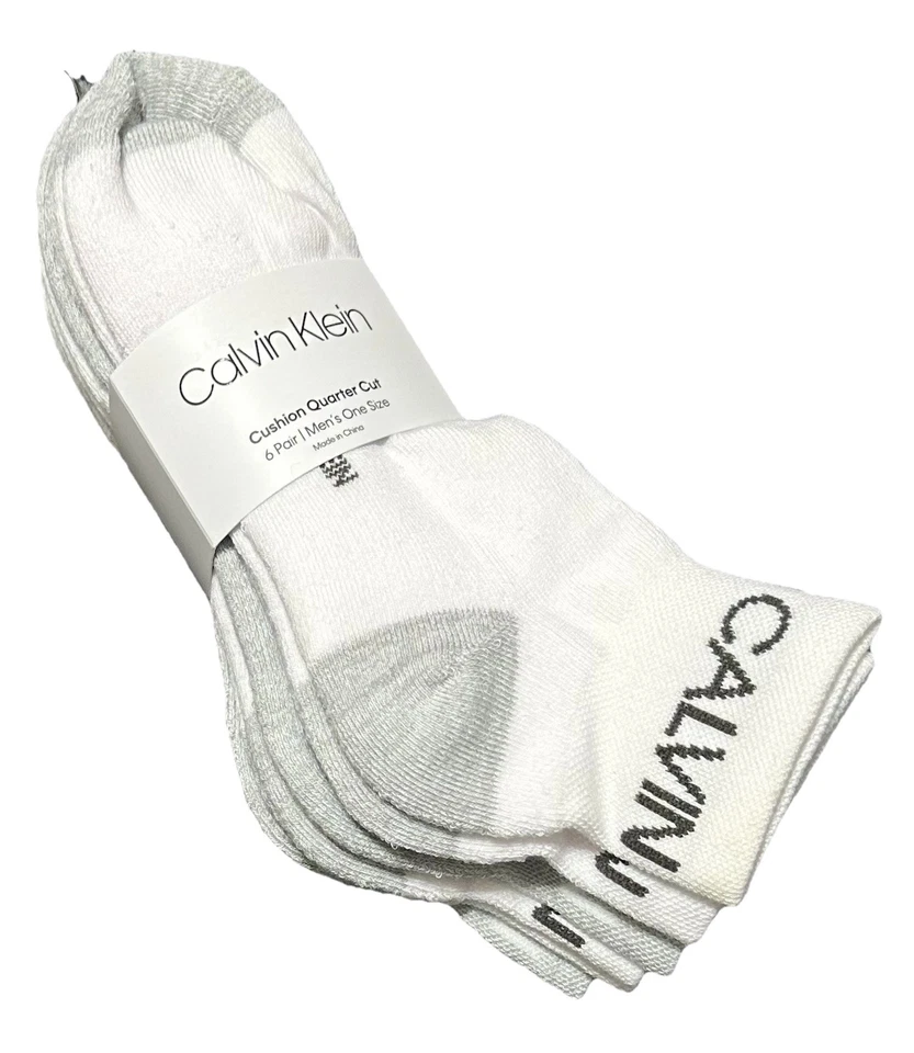 Calvin Klein 6-Pair Men's  Cushion Quarter Cut Socks    White/Gray - Image 2 of 3