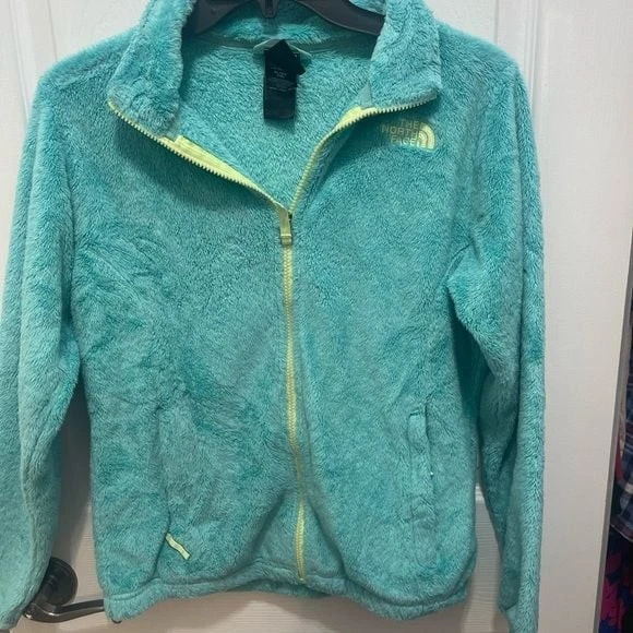 The North Face Kids Jacket in Aqua and Yellow with small bad spot on back of coa - Image 4 of 4