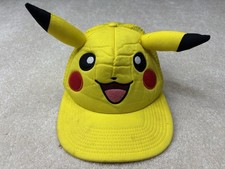 Pokemon Pikachu Hat Cap Youth Adjustable Yellow W/ Ears R0
