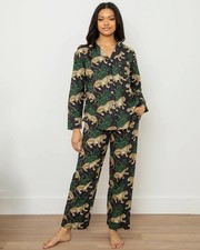 NWT 168 Printfresh 100 Organic Cotton Long Pajama PJ Set in Bagheera Leopard S
