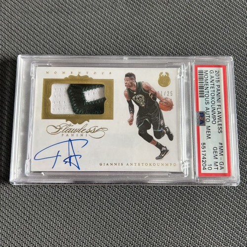 2015 Panini Flawless Giannis Antetokounmpo MOMENTOUS PATCH AUTO /25 PSA 10