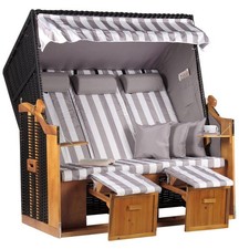 Strandkorb Ostsee XXL Wacholder PE Schwarz Dessin Grau Weiß Strandkörbe