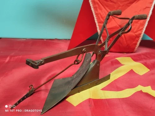 VINTAGE PLOW  TIN BRASS BRONZE TOY MODEL DESKTOP ART DECO SOUVENIR