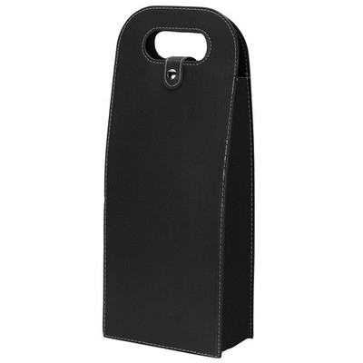 2 Bottle Wine Gift Bag Wine Bag Reusable Leather Wine Tote Carrier, Black-1