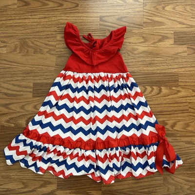 Toddler Girls 3T 4T Size 100 Patriotic Long Maxi Party Dress Halter Summer EUC!