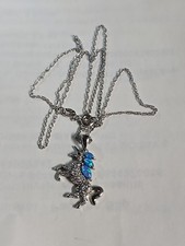 Sterling Silver Unicorn Pendant Opal Gemstone Design 18in Long Necklace Sterling