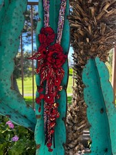 GOLD  RED  ARTZY  FABRIC NECKLACE